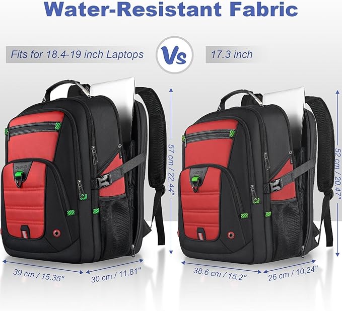 Z-MGKISS 52L Extra Large Laptop Backpack, Travel Computer Bag with USB Port, TSA-Approved Business Rucksack for Men Women, Heavy Duty Backpack Fits 17.3 Inch Laptop & Notebook, Red