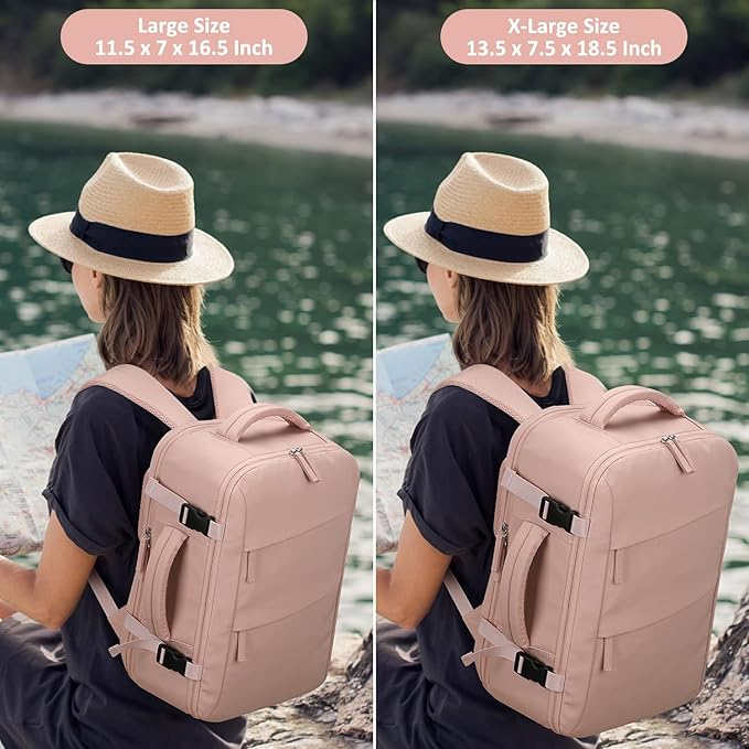Carry on Backpack for Women TSA Approved 15.6 Inch Travel Laptop Backpack for Women Travel Essentials Womens Travel Backpack Suitcase Pink