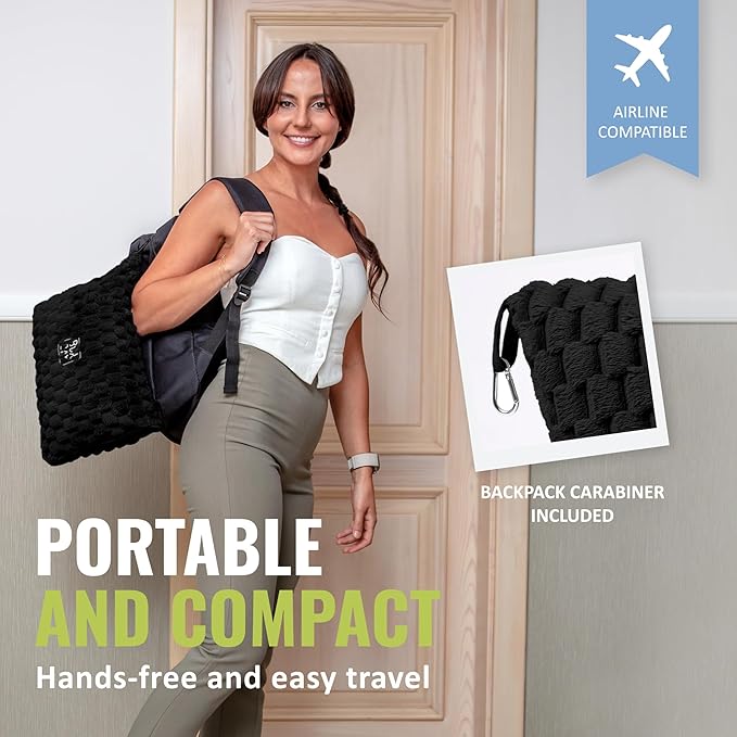 BOACAY Packable Travel Blanket for Airplane, Car - Compact Office Blanket - Portable Pillow for Adults, Kids with Case, Luggage Sleeve, Backpack Clip