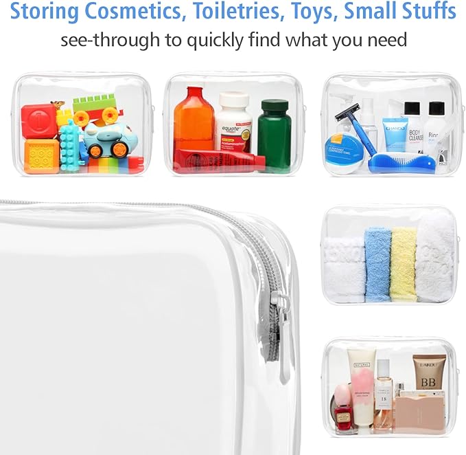 PACKISM TSA Approved Toiletry Bag 4 Medium - Quart Size Clear Makeup Bag for Carry On, Airport Security Compliant Clear Travel bag for Toiletries with Reinforced Seams, White
