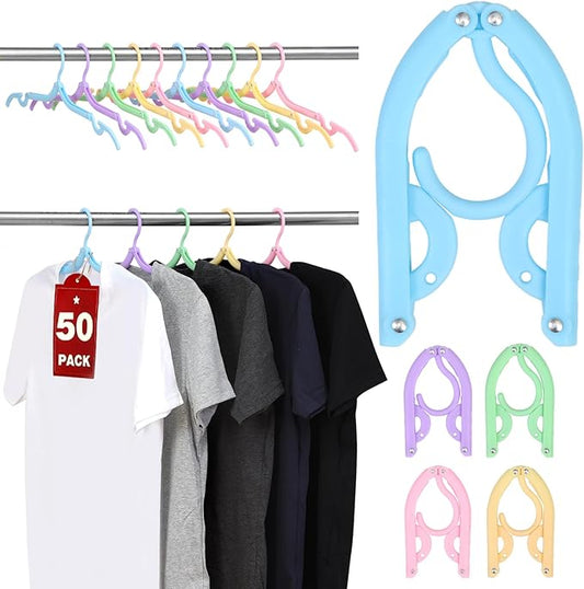 50 Pcs Travel Hangers, Cruise Ship Essentials Foldable Plastic Hangers Travel Essentials, Portable Cruises Must Haves 2026, for Suitcase, RV Camping Airplane Europe Vacation Essential