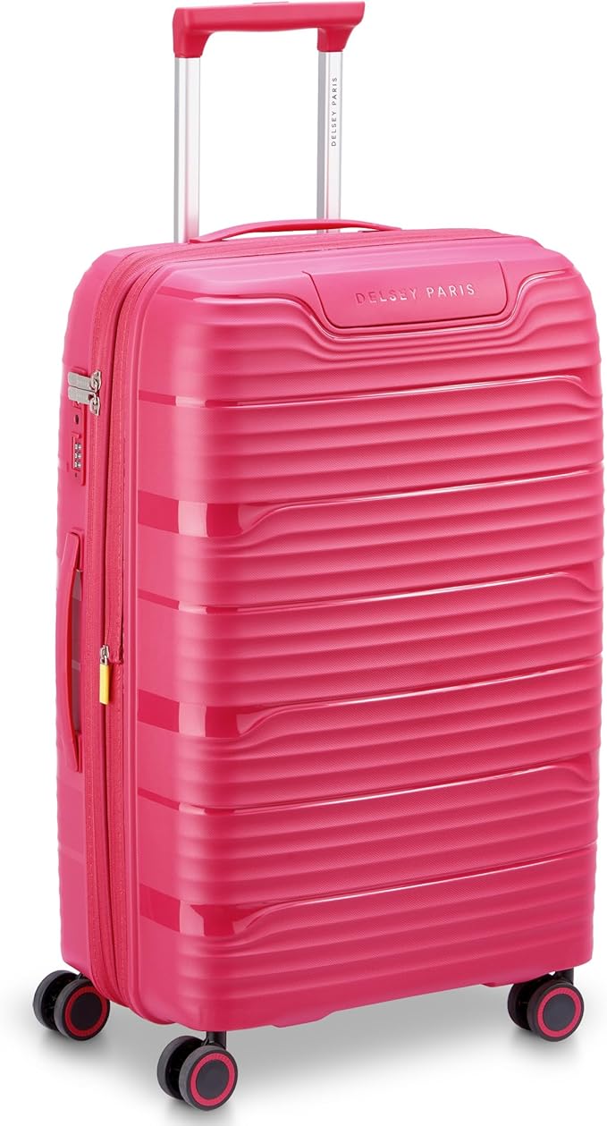 DELSEY Paris Dune Hardside Expandable Luggage with Spinner Wheels, Viva Magenta, Checked-Medium 25 Inch
