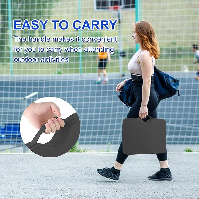Stadium Seat Cushions 2 Pack, Extra Thick 2.5 Inch, U-Shaped Ergonomic Design, Waterproof & Portable Bleacher Seats with Carrying Handle