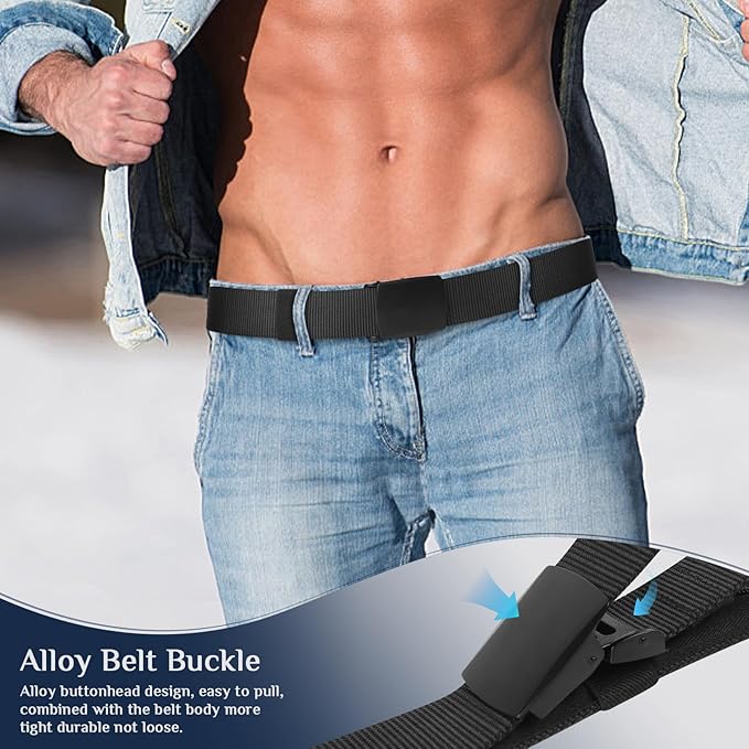 Money Belt- Travel Security Money Belt with Secret Compartment, Anti-Theft Nylon Hidden Money Pouch with Zinc Alloy Buckle for Dad Boyfriend Men, Business Travel Daily