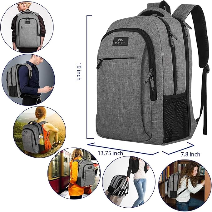 MATEIN 17 Inch Laptop Backpack, TSA Large Backpack for Travel and Business, Water Resistant Big Flight Approved Weekender Carry-On Backpack with Luggage Sleeve for Women and Men