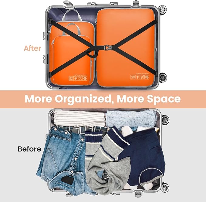 Cambond Compression Packing Cubes for Travel - Lightweight Expandable Travel Bags Luggage Organizers Travel Essentials Compression Cubes for Travel Space Saver for Carry on Suitcases Organizer