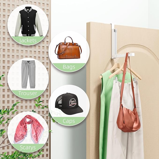 BAKON Over The Door Hanger Folding Clothes Drying Rack, Folding Hanging Coat Rack for Indoor Laundry Room Compact Small Space Foldable Portable Clothing Hanger Hook Collapsible- 2 Pack