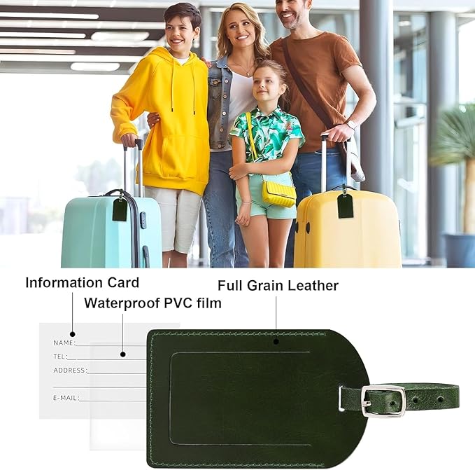 Ringsun Leather Luggage Tag for Suitcases ID Tags Bag Tags for Luggage (2 Pack)