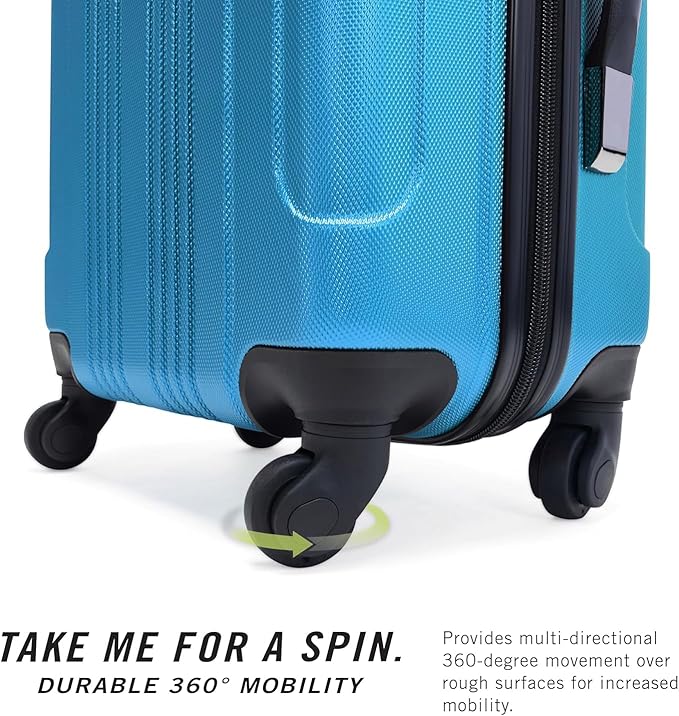 Kenneth Cole REACTION Out of Bounds Lightweight Hardshell 4-Wheel Spinner Luggage, Teal, 20-Inch Carry On