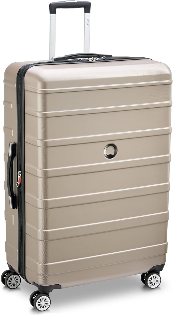 DELSEY PARIS Margot Hardside Luggage, Dual Wheel Spinners for Smooth Travel, Expandable with Spacious & Organizable compartments, Men and Women, Gold, Large Check-In 28-Inch
