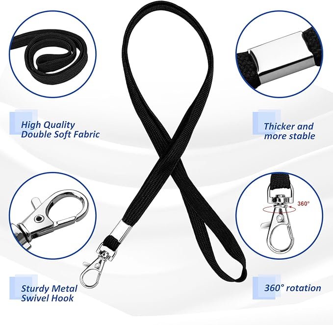3 Pack Clear Plastic Passport Badge Holders with Lanyard, 4x6 Inch Vertical No Zipper ID Card Holder with Black Lanyard Extra Large ID Badge Holder for Passport