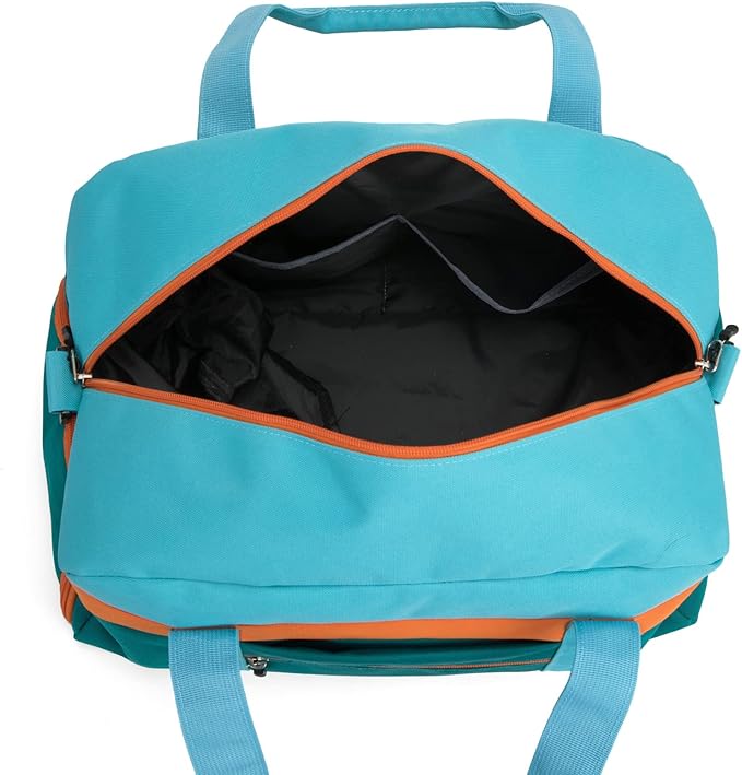 HawLander Kids Duffle Bag for Boys or Girls, Fit Sports Practice, or Overnight Travel Weekend (Blue Green)