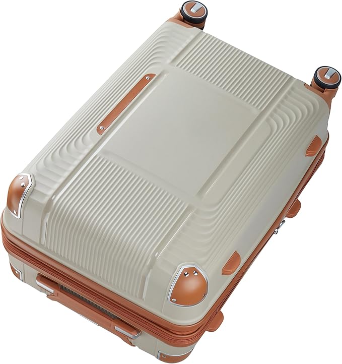 3 Piece Luggage Set PP Hardshell with YKK Zippers, 20/24/28 Inch Suitcases with Detachable Spinner Wheels & Reinforced Corner Guards, Lightweight TSA Lock Nested Set (Light Khaki)