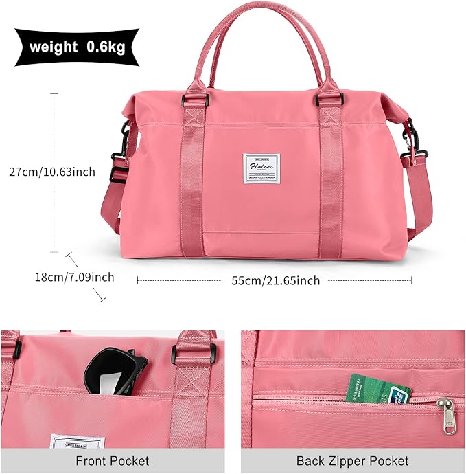 HYC00 Travel Duffel Bag,Carry-on Overnight Weekender Bags for Women,Sports Tote Gym Bag with Wet Pocket