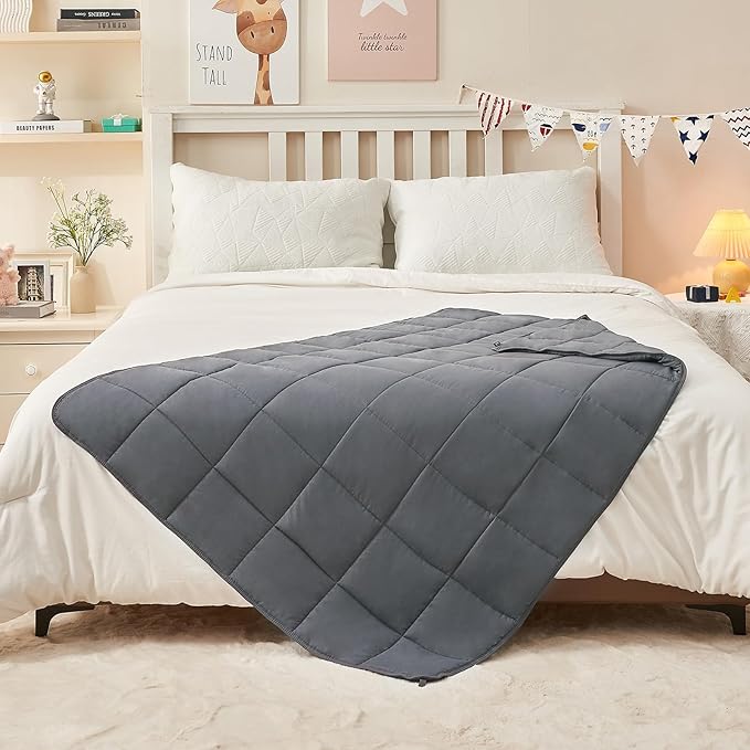 yescool Weighted Blanket 10 Pounds Twin Cooling Weighted Lap Blanket, Grey Heavy Blanket for Sleeping, Weighted Throw Blanket Gifts for 80-110lbs, 48"x72"