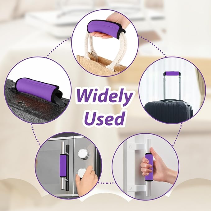 2 Pack Luggage Handle Wraps for Suitcase Bright Color Luggage Handle Covers Suitcase Tags identifiers Travel Accessories for Airplane/Flying (Purple)