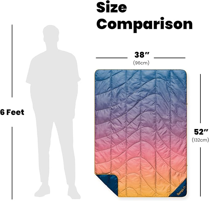Rumpl Travel Puffy Blanket, Ultra-Packable Travel-Size Warmth and Comfort, Horizon Fade