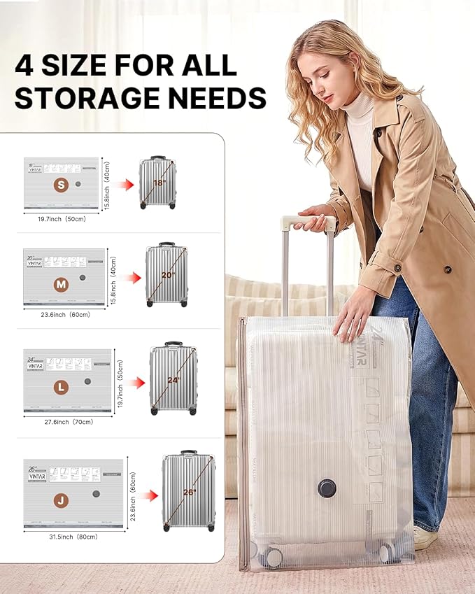 Vacuum Seal Bags for Clothing Travel with Rechargeable Cordless Pump, VINTAR 24 Pack Space Saver Vacuum Storage Bags, Travel Vacuum Compression Bags Set for Luggage Clothes Bedding Blanket