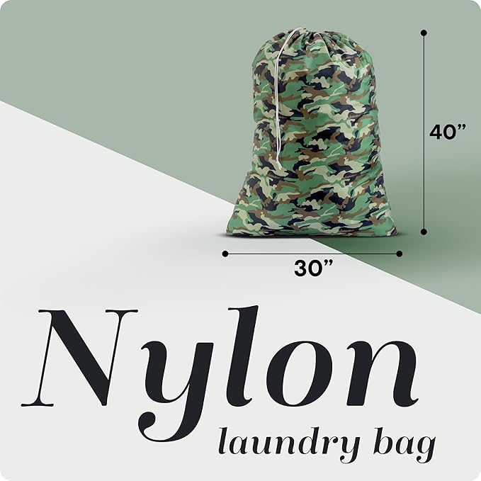 Handy Laundry XL Laundry Bag – Heavy Duty Nylon, 30" x 40", Large Capacity, Locking Drawstring Closure, Machine Washable, Durable Dirty Clothes Bag for Travel, Dorm, College, Storage – Camouflage