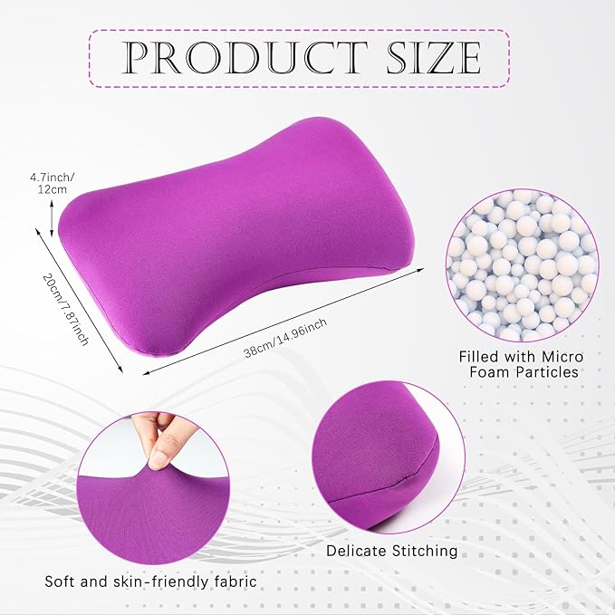 Thyle 2 Pack Bead Neck Pillow Small Bone Shape Neck Support Cushion for Bed Sofa Travel Soft Pillow for Home Sleeping Headrest and Lumbar Support(Pink,Violet)