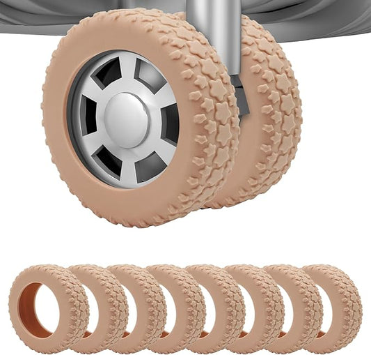 8PCS Luggage Wheel Protector, Silicone Luggage Wheel Covers for 2-2.4" Suitcases Spinner Wheel,Upgraded Wear-Resistant, Silent, Shock Absorption Luggage Accessories for Carry-On Travel(Caramel)
