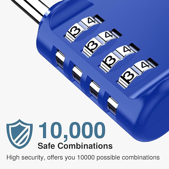 Puroma 2 Pack Combination Lock for Locker 4 Digit Outdoor Waterproof Padlock for School, Gym, Sports, Fence, Toolbox, Gate, Case, Outdoor, Hasp Storage, Cabinets (Blue & Black)