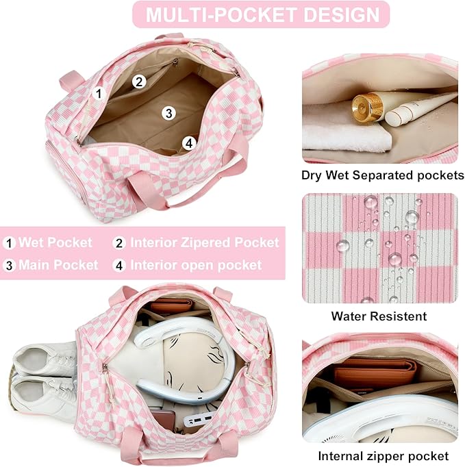 BLUBOON Duffle Bag Girls Kids Cute Gym Bag with Shoes Compartment & Wet Separation Waterproof Sports Overnight Travel Bag