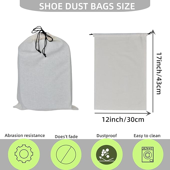 GONGKANGYUAN 2 Pack Shoe Bags for Travel Flannel Single Shoe Pouch with Drawstring for Men Women Travel Protecting Storing Shoes