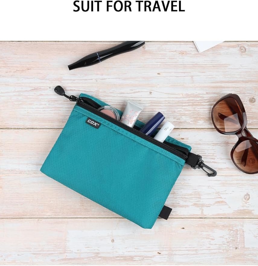 GOX Small Toiletry Bag for Men Bulk Cosmetic Bag Dopp Kit Carry On Zipper Pouch Organization Nylon Small Packing Sack Waterproof (Turquoise)