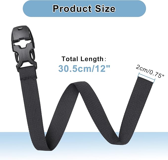 Vigorport Utility Straps Quick Release Nylon Backpack Accessory Bag Strap,Adjustable for Hiking,Travel,Outdoor Sports-4 Pack (Black, 0.75''W-12''L)