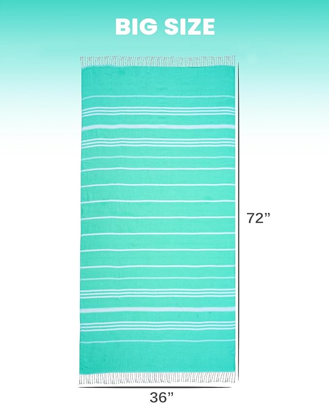 2 Packs Cotton Turkish Beach Towels Quick Dry Sand Free Soft Absorbent Adult Oversized Bath Pool Swim Long Towel Lightweight Thin Sandless Fast Drying Over The Lounge Chair Towel Sand Repellent Anti