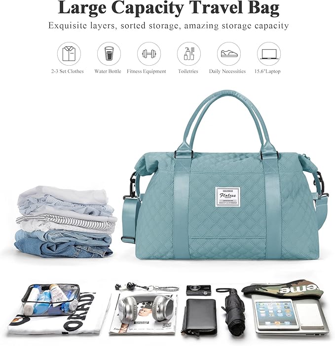 HYC00 Travel Duffel Bag,Carry-on Overnight Weekender Bags for Women,Sports Tote Gym Bag with Wet Pocket