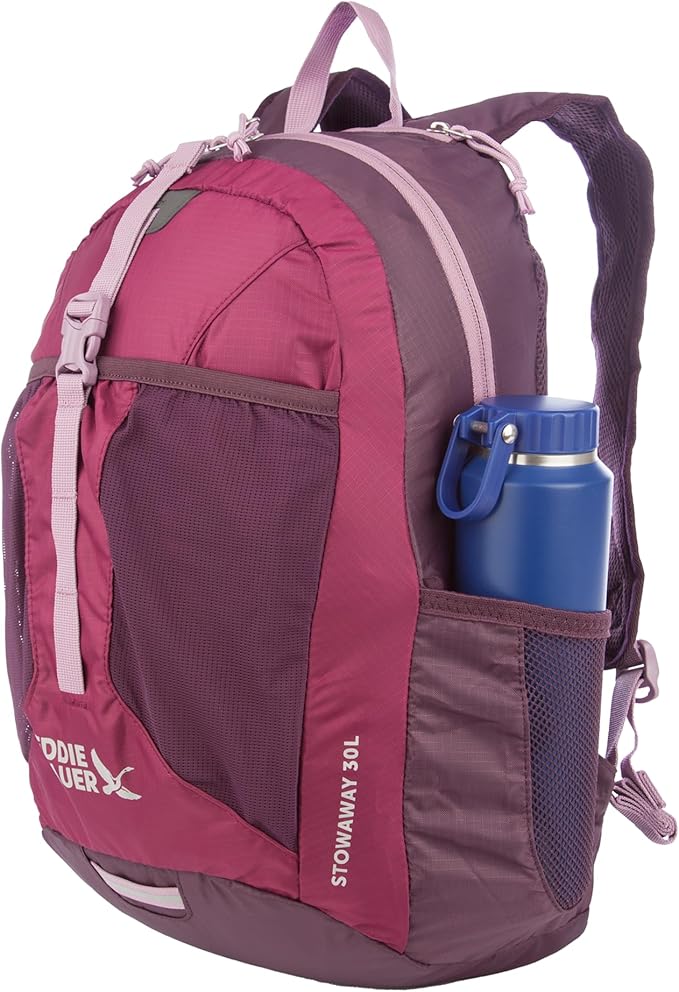 Eddie Bauer Stowaway Packable Backpack | Travel | Outdoor | Lightweight | Foldable | Durable | Ripstop Polyester | 30L - Port Red