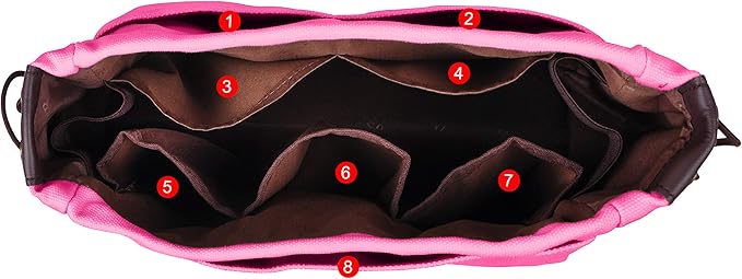 Vercord Canvas Handbag Organizers, Sturdy Purse Insert Organizer Bag in Bag, 10 Pockets Color Rose Small