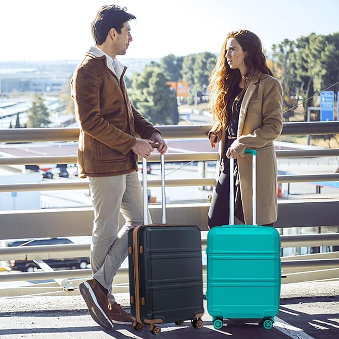 Kono Carry On Luggage 22x14x9 Airline Approved with Spinner Wheels,Lightweight PC+ABS 20 Inch Luggage with TSA Lock,Expandable Hard Shell Carry On Suitcases for Men Women,Turquoise