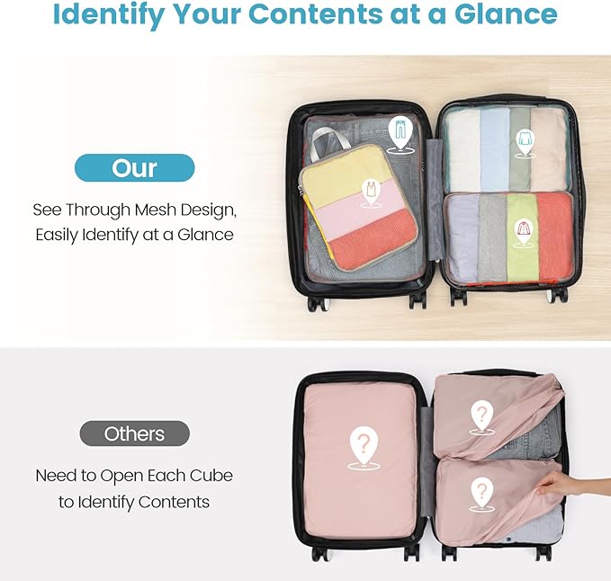 Cambond Compression Packing Cubes for Travel - Lightweight Expandable Travel Bags Luggage Organizers Travel Essentials Compression Cubes for Travel Space Saver for Carry on Suitcases Organizer