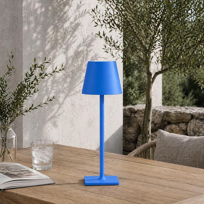 Yogaret Blue Cordless Table Lamp Set of 2, Indoor/Outdoor Table Lamp for Restaurant Home Dinner Patio Pinic | Portable table lights set of 2 wireless battery operated lamps for indoor tables, patio, restaurant, dinner and kitchen use