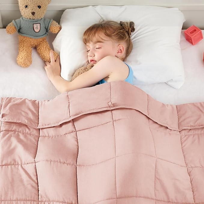 yescool Pink Weighted Blanket 5 Pounds Cooling Weighted Lap Blanket, Heavy Blanket for Sleeping, Weighted Throw Blanket Gifts for 40-60lbs, 36"x48"