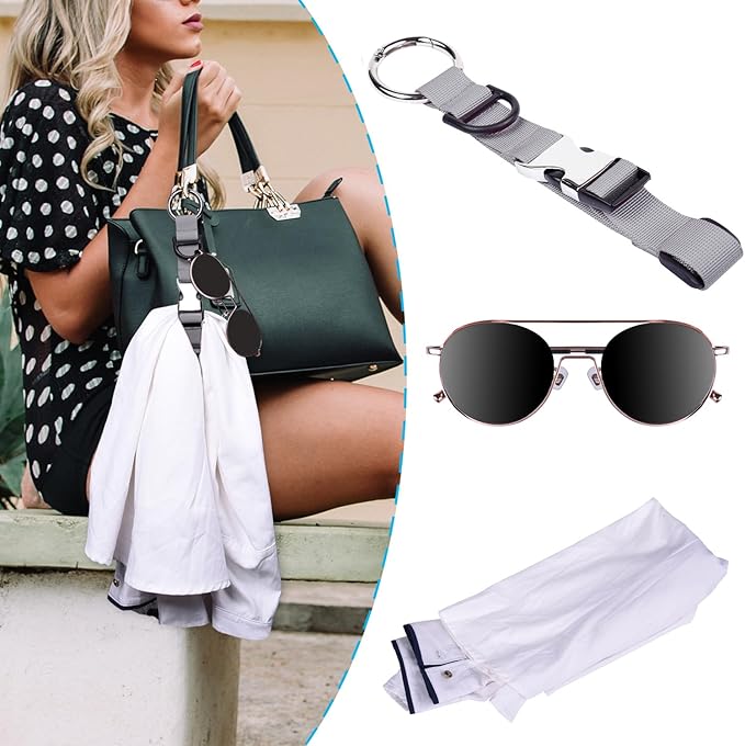 Wisdompro Jacket Gripper Strap, Add a Bag Luggage Straps Baggage Suitcase Belts Travel Accessories with Hook and D-Ring - Make Your Hands Free, Easy to Carry Your Extra Bags - Gray