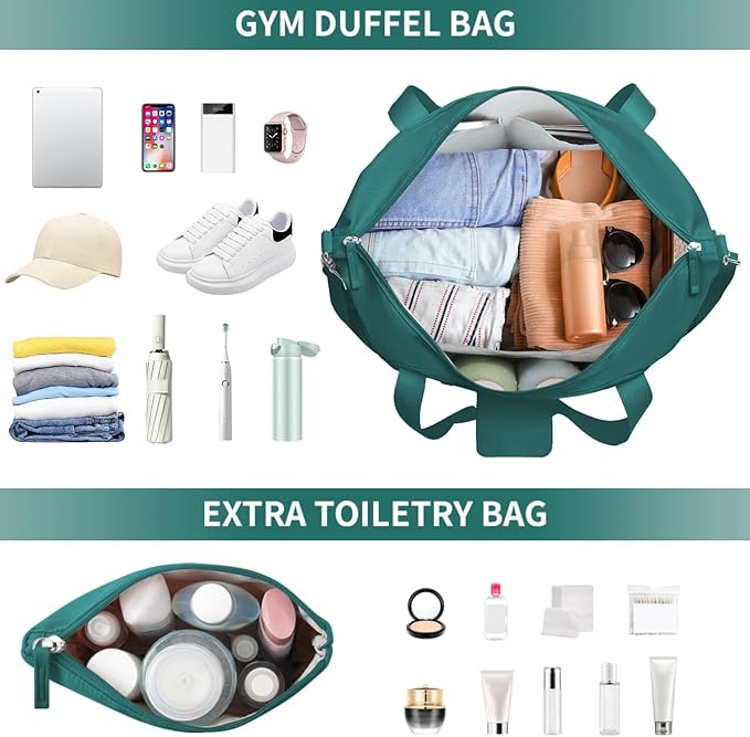 ETRONIK Gym Bag for Women, Personal Item Travel Bag with Shoes Compartment, Weekender Overnight Duffel Bag with Wet Pocket & USB Charging Port, Carry On Bag for Women, Travel, Gym, Weekend