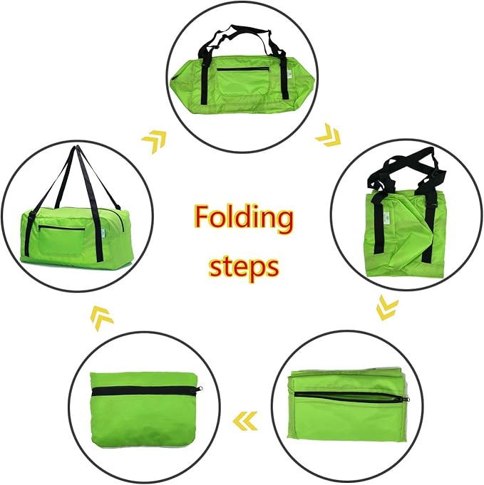 Foldable Travel Duffel Bag For Women & Men Luggage Great for Gym (Green)