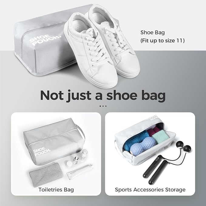pack all Stylish Shoe Bag for Travel, Water-Resistant Shoe Pouch for Gym, Smell-Proof Soccer Cleats Bag for Sport (Light Grey)