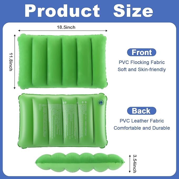 Geelin 14 Pieces Inflatable Camping Pillow 18.5 x 11.8 Inches Portable Compact Flocked Fabric Air Pillow for Travel Hiking Home Office Sleeping Neck Head Lumbar Support, Multicolor