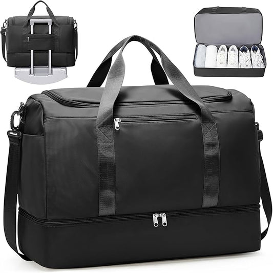 Travel Duffle Bag with Shoe Compartment, XL Weekender Bags for Women, Carry On Overnight Bags for Gym Sports & Business Trips, Water-Resistant Hospital Bag for Labor and Delivery