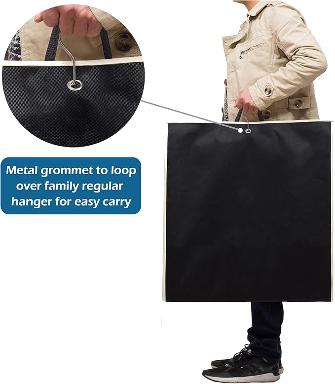 MISSLO 50" Gusseted Travel Garment Bag with Clear Zipper Pouch Breathable Dress Storage Garment Cover for Hanging Full Length Coat, Long Jacket, Suit with Tails