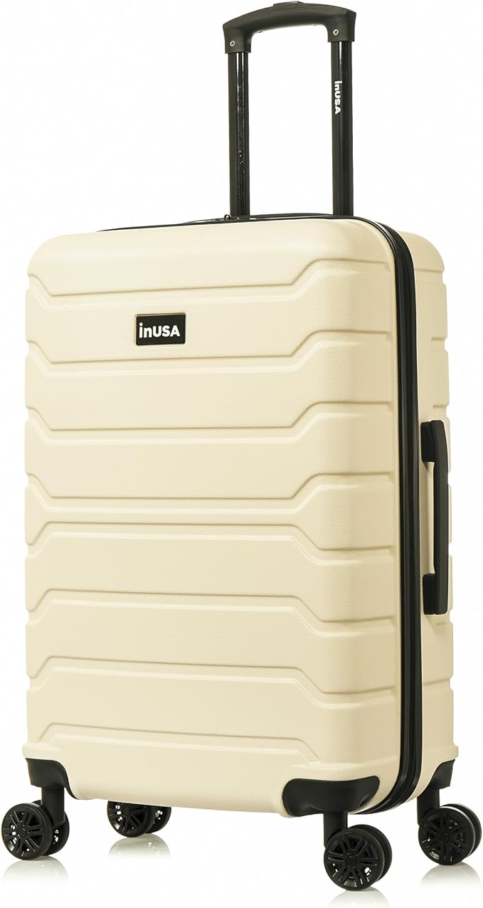 InUSA TREND Luggage with Spinner Wheels | Durable lightweight Hardside Suitcase, Travel bag with Handle and Trolley, 24-Inch Medium Checked luggage | Sand