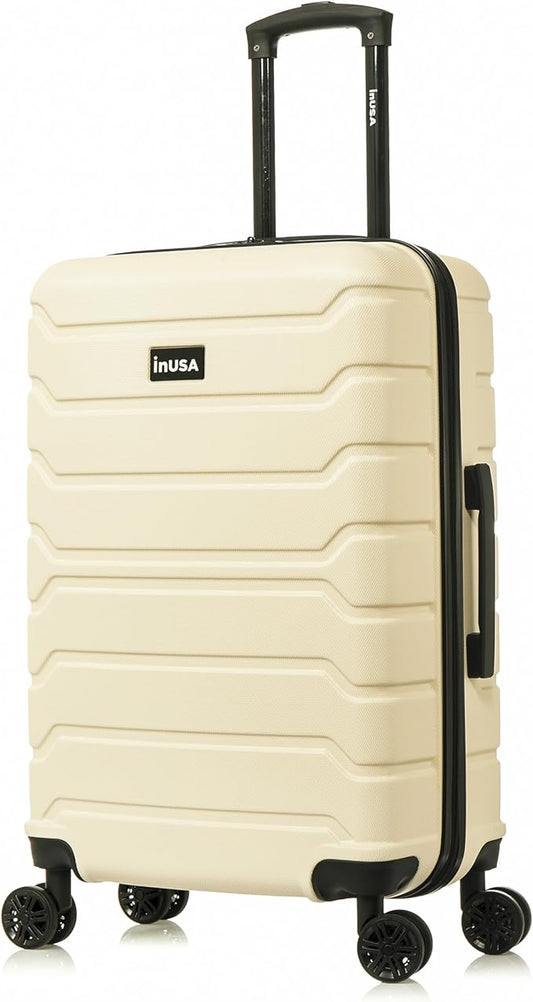 InUSA TREND Luggage with Spinner Wheels | Durable lightweight Hardside Suitcase, Travel bag with Handle and Trolley, 24-Inch Medium Checked luggage | Sand