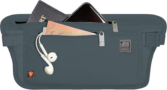 Lewis N. Clark Travel Money Belt Pouch, Slim RFID Blocking Anti Theft Waist Stash Pouches for Cash, Cards and Passport Holder