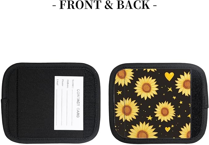 Yellow Sunflowers Stars Heart Luggage Handles Wrap Grips For Suitcases Luggage Travel Accessories For Airplane 2pcs