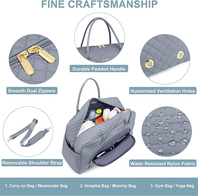 Travel Duffle Bags for Women Weekender: Overnight Bags with Shoe Compartment Large Carry on Weekend Bag with Toiletry Bag & Wet Pocket Tote Duffel Hospital Bag for Women Delivery